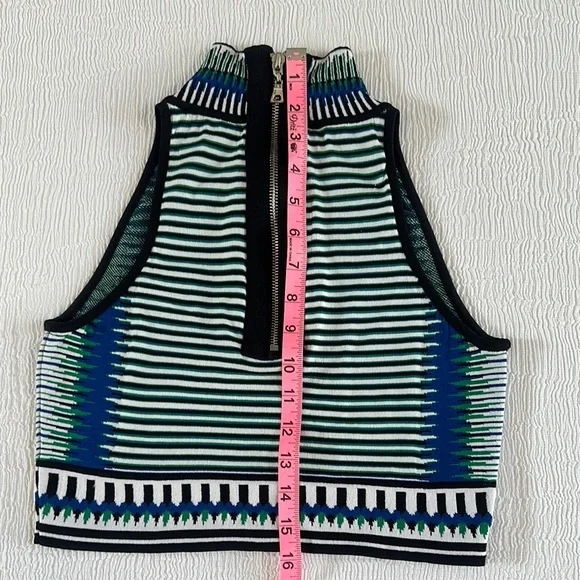 Torn by Ronny Kobo Blue Black Graphic stretch knit halter style Tank Top - Picture 5 of 8